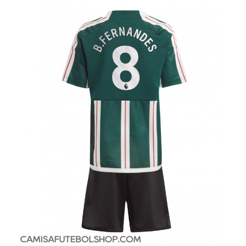 Camisa de time de futebol Manchester United Bruno Fernandes #8 Replicas 2º Equipamento Infantil 2023-24 Manga Curta (+ Calças curtas)
